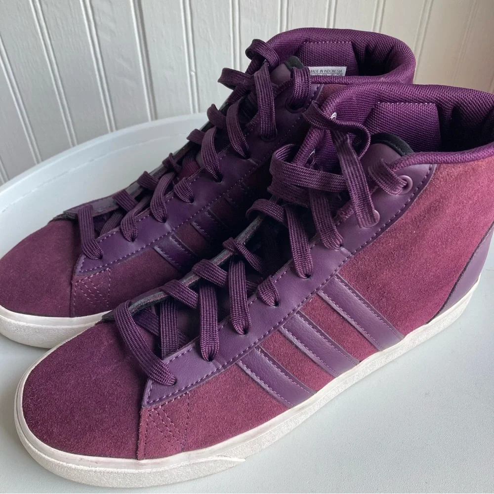 Adidas Neo Cloudfoam Deep Purple High Top Sneaker Womens 8 Shoe - Picture 2 of 15